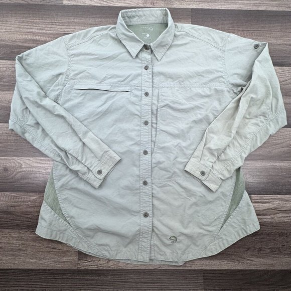 Womens Mountain Hardwear SZ 14 Button Up Long Sleeve Vented‎ Travel Hiking Shirt - Picture 1 of 8